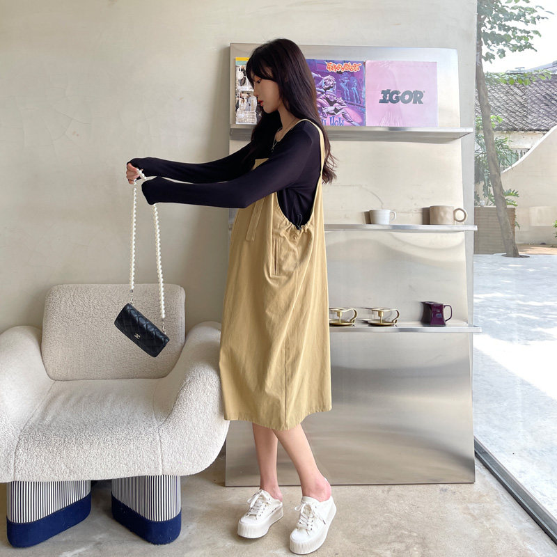 孕妇秋装时尚款2021新款韩版背带裙 喜图连衣裙