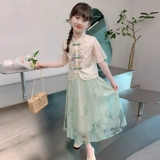 Летняя одежда, платье, ципао, летняя юбка на девочку, комплект, в западном стиле, китайский стиль