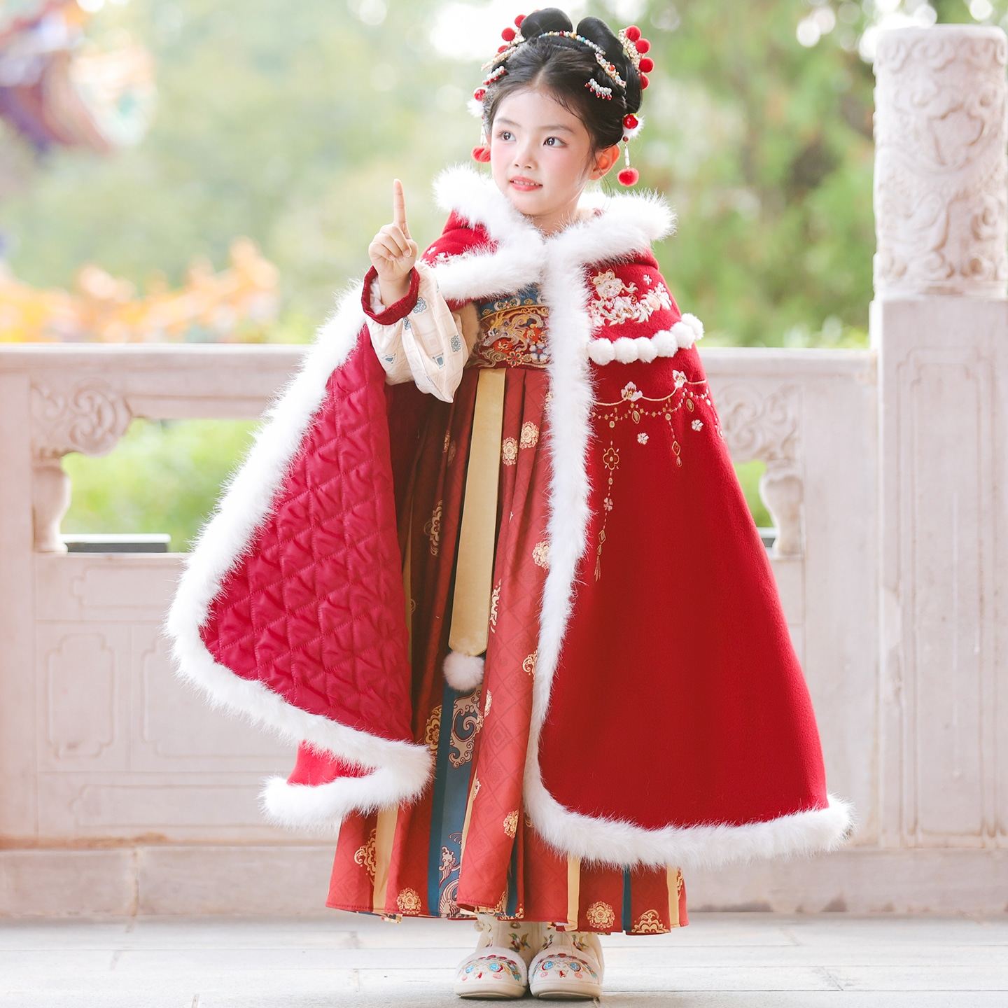 汉服女童冬款中国风古装冬季拜年服唐装2023新款女孩儿童古风裙子,淘宝优惠券,粉丝福利购,淘宝优惠卷