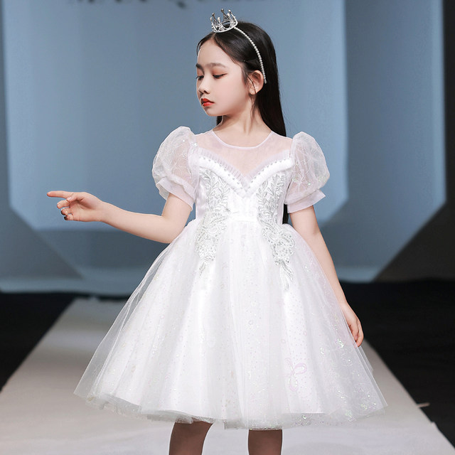 Girls' Dress Children's Birthday Princess Skirt Popular Skirt Summer Flower Children's Wedding Girl Host Piano Performance Service