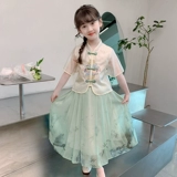 Летняя одежда, платье, ципао, летняя юбка на девочку, комплект, в западном стиле, китайский стиль