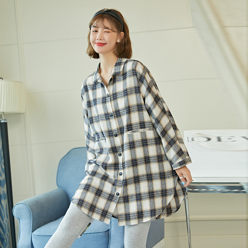 孕妇装春款韩版春秋装格子连衣裙 孕雅姿连衣裙