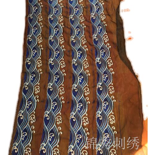青花瓷透明欧纱长条花边刺绣网纱机绣绣片服装辅料 - 图0