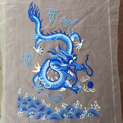 软纱网纱刺绣绣花机绣绣花刺绣龙服装服饰加工辅料 - 图0