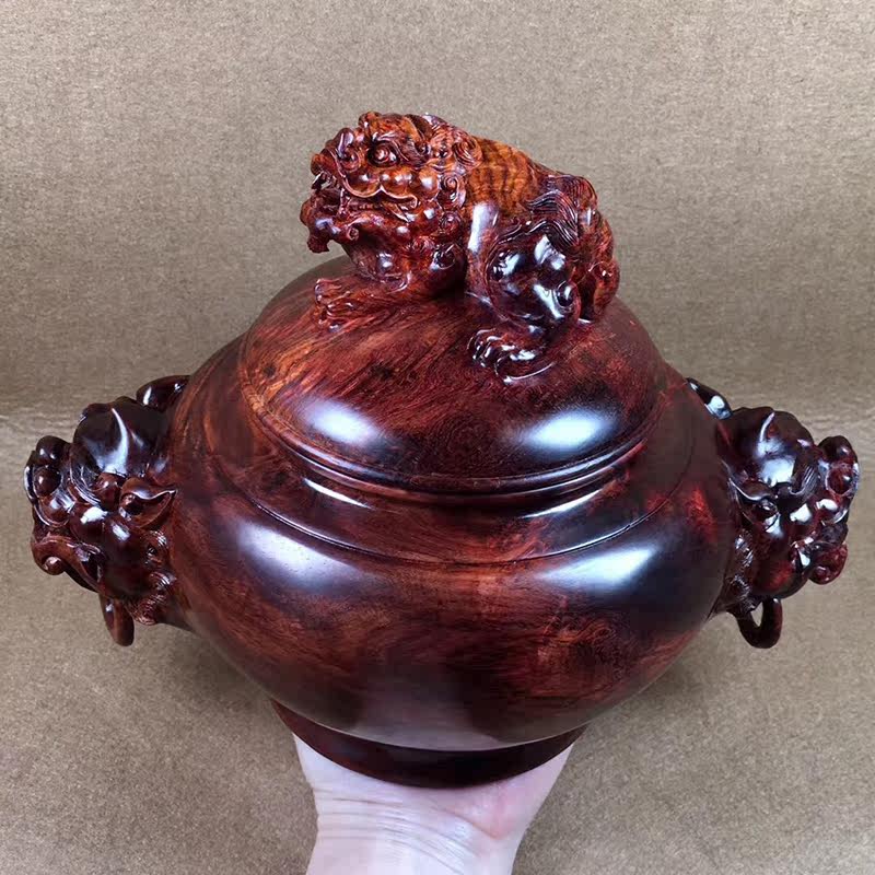 海南黄花梨聚宝盆老料花海黄紫油梨 大檀摆件