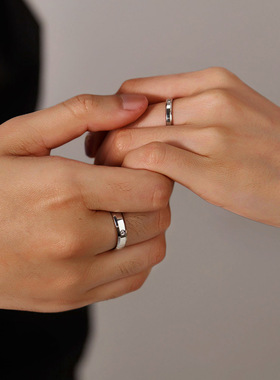 韩版微镶钻不锈钢对戒钛钢情侣戒指光面钛钢简约单钻指环