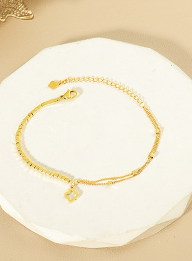 爆款四叶草拼接手链碎银轻奢高级感小众设计不锈钢不掉色百搭手