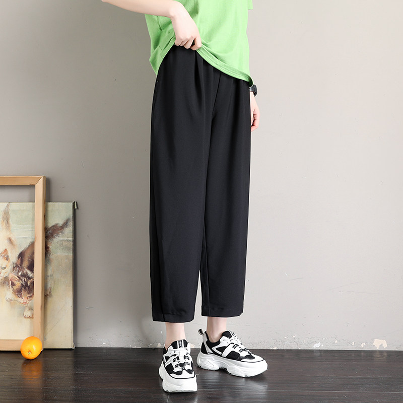 休闲阔腿裤高腰垂感春秋季直筒裤子 三亲休闲裤