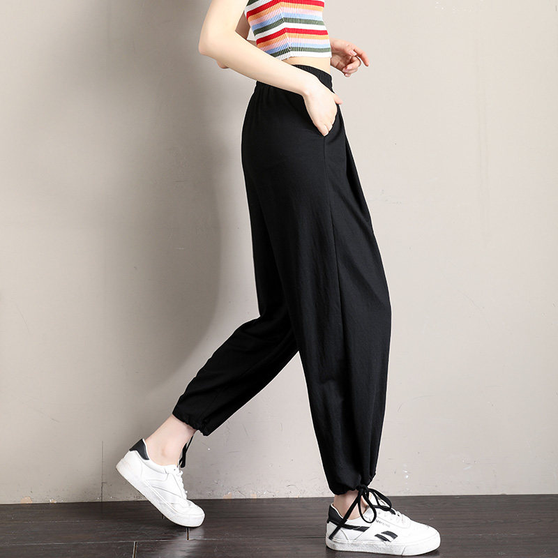 冰丝夏薄款高腰垂感宽松胖mm阔腿裤 三亲休闲裤