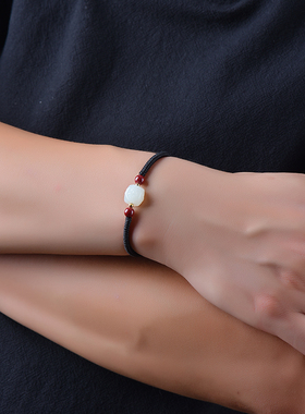 千瑟和田玉手串本命年红绳手链