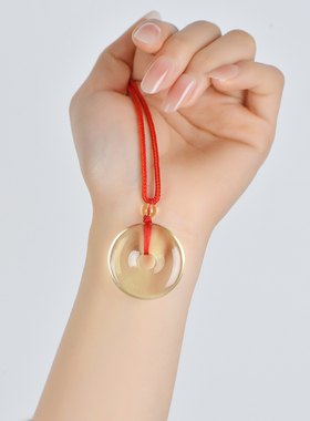 巴西天然黄水晶平安扣本命年吊坠