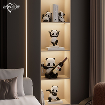 High-end Atmosphere Living Room Panda Wine Cabinet Swing Piece Light Lavish Home TV Cabinet Xuanguan Desk Face Craft Decorations