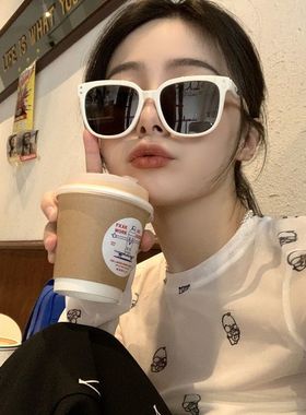 奶白色墨镜防紫外线街拍复古男女