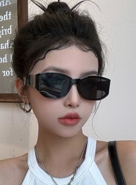 美式复古曲面镜猫眼墨镜女款2025新款高级感窄框眼镜方圆脸太阳镜