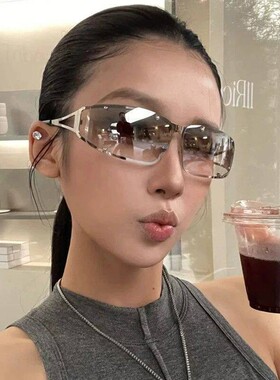 高级感Y2K金属镂空墨镜女欧美个性辣妹凹造型水银色太阳眼镜男潮
