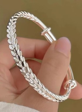 穗穗平安足银999纯银麦穗手镯女实心镯子小众设计生日送女友礼物