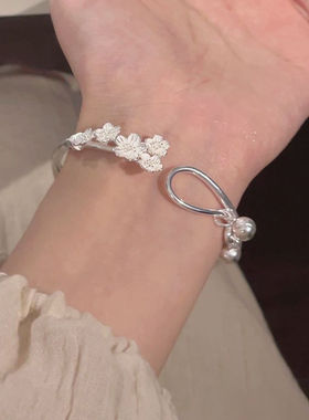 梅花铃铛手镯女开口银镯子送女友