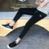 Mùa hè mỏng phần chín quần jeans nam phiên bản Hàn Quốc của Slim youth 9 điểm chân quần xu hướng quần nam - Quần jean quần jean ống rộng nam Quần jean