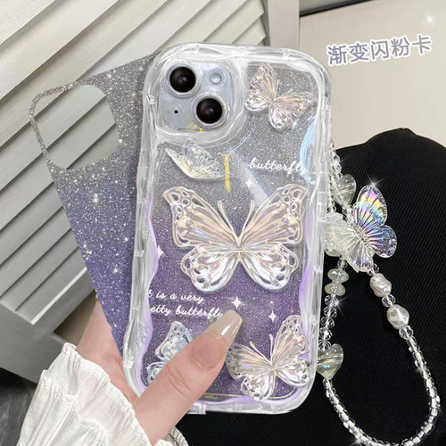 蝴蝶手链适用vivos17手机壳vivox90s保护套x80/x70/x60新款iqooneo8高级感s15/s16透明y78+女S7t/S9e软s12pro - 图2