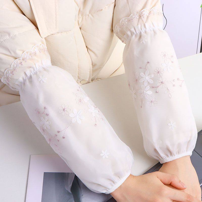 长款双层蕾丝袖套上班秋冬季羽绒服防污学生套袖家用成人护袖袖头,淘宝优惠券,粉丝福利购,淘宝优惠卷