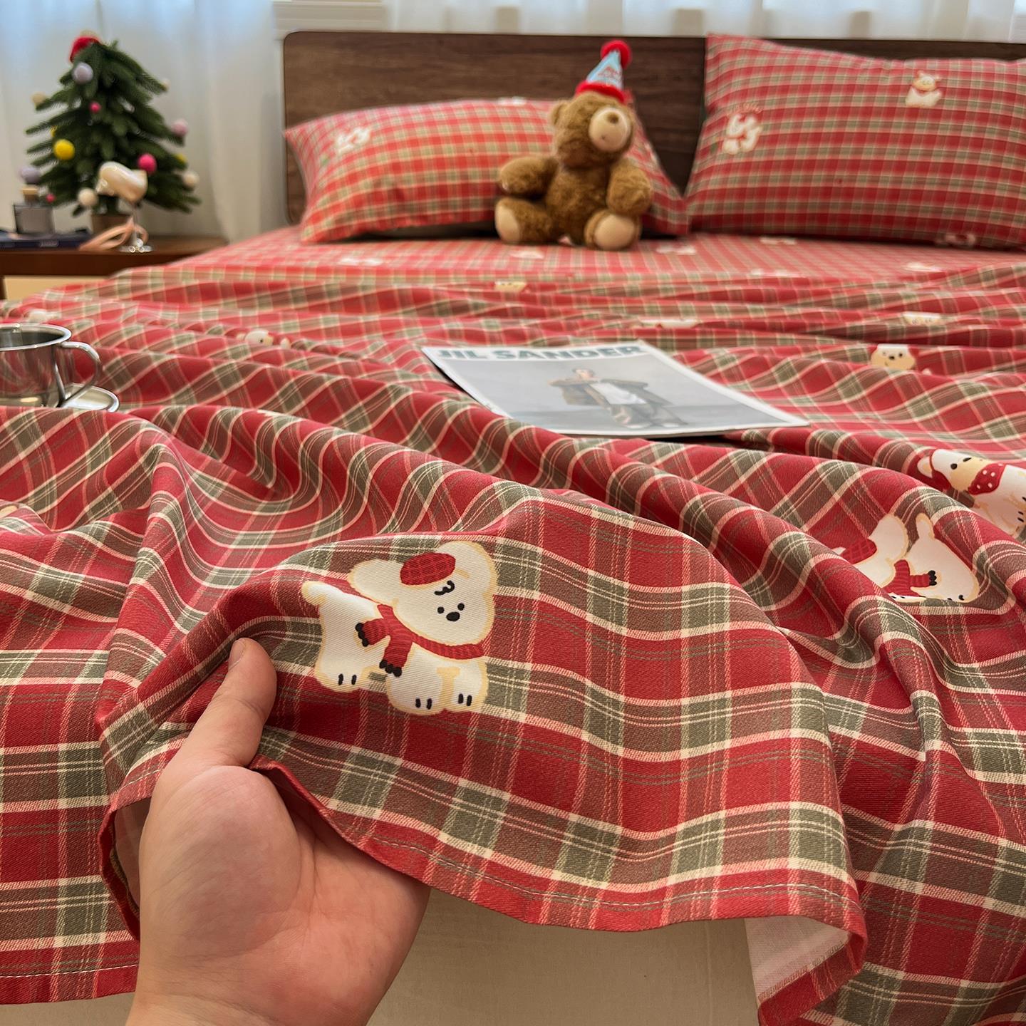 加厚磨毛床单单件纯棉100全棉老粗布被单2025新款四季通用三件套 - 图0