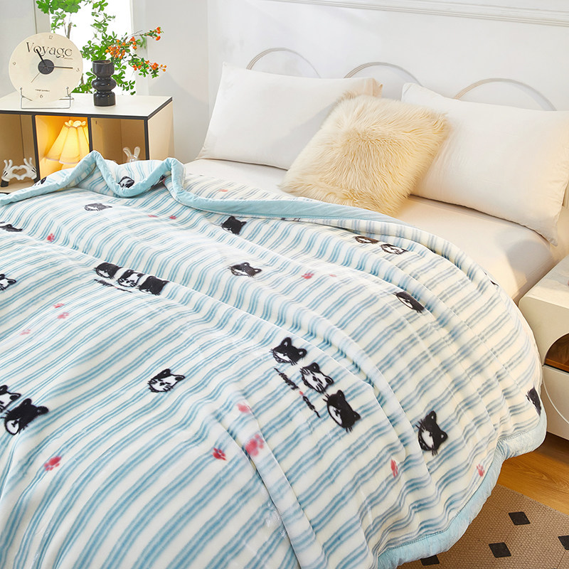 新款拉舍尔毛毯加绒加厚冬季盖毯宿舍学生铺床办公室沙发午睡毯子