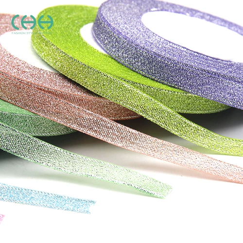 Красочный золотой и серебряный лук с ленточной лентой лентой с подарочной упаковкой с DIY ручной лентной ленты Свадебная лента 1,5 см.