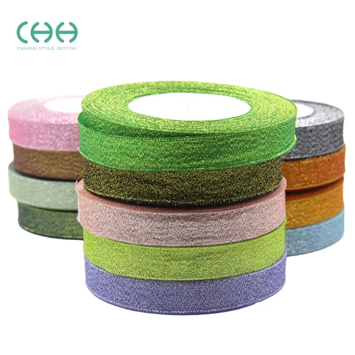 Красочный золотой и серебряный лук с ленточной лентой лентой с подарочной упаковкой с DIY ручной лентной ленты Свадебная лента 1,5 см.