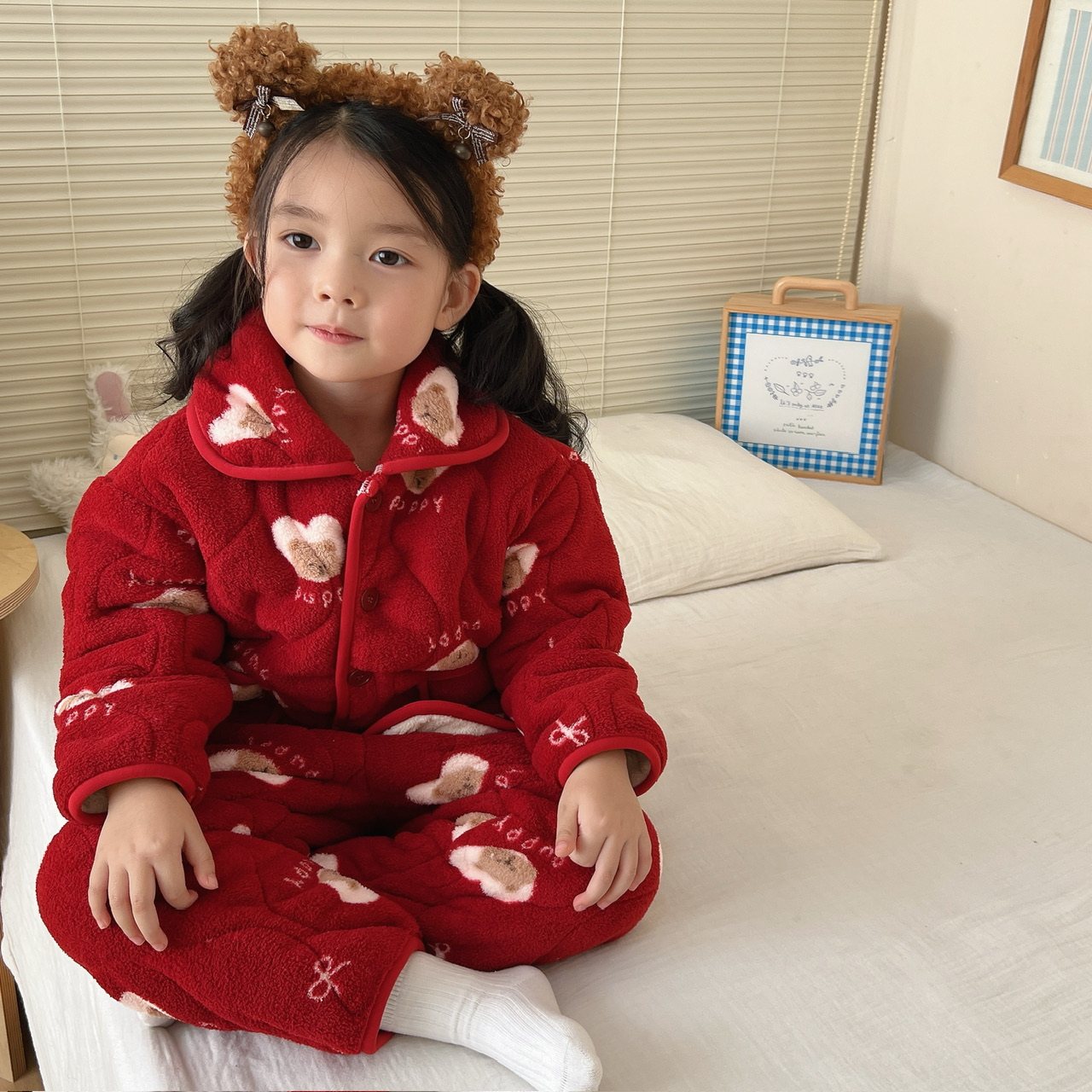 冬季男童卡通加绒加厚夹棉保暖家居服套装女童甜美法兰绒睡衣睡裤,淘宝优惠券,粉丝福利购,淘宝优惠卷