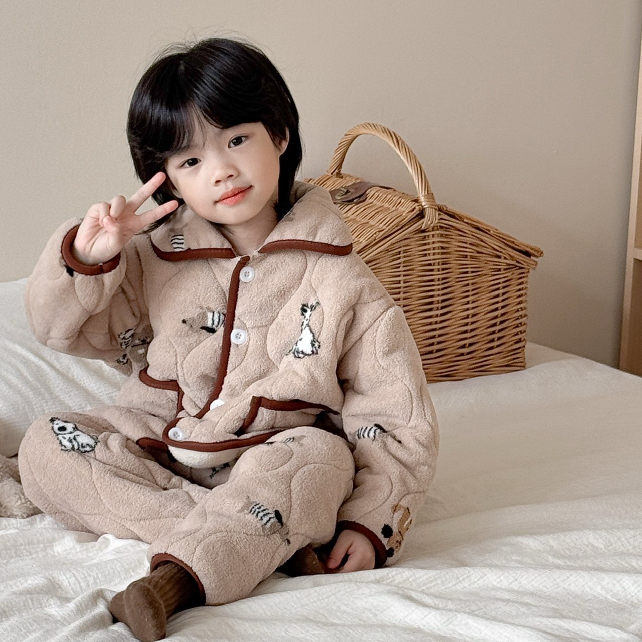 冬季男童卡通加绒加厚夹棉保暖家居服套装女童甜美法兰绒睡衣睡裤,淘宝优惠券,粉丝福利购,淘宝优惠卷