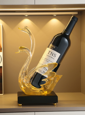 高级感水晶天鹅酒架摆件