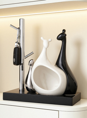 入户玄关钥匙收纳鹿一家亲摆件