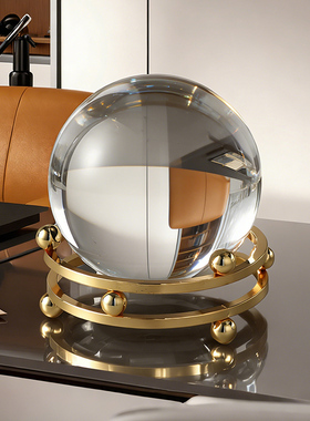 轻奢高档水晶球金属装饰品摆件