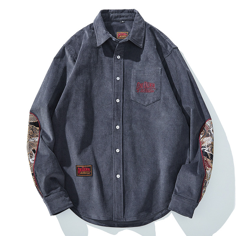 灯芯绒国潮复古着男款休闲情侣衬衫 EWISER衬衫