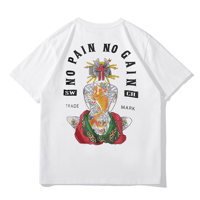 22新款拔刀娘花魁纹身tatoo日系浮世绘和风t恤男士款女情侣鲤鱼 Ewiser旗舰店 淘优券