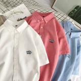 Летняя трендовая рубашка, короткий рукав, облегающий крой, в корейском стиле, большой размер