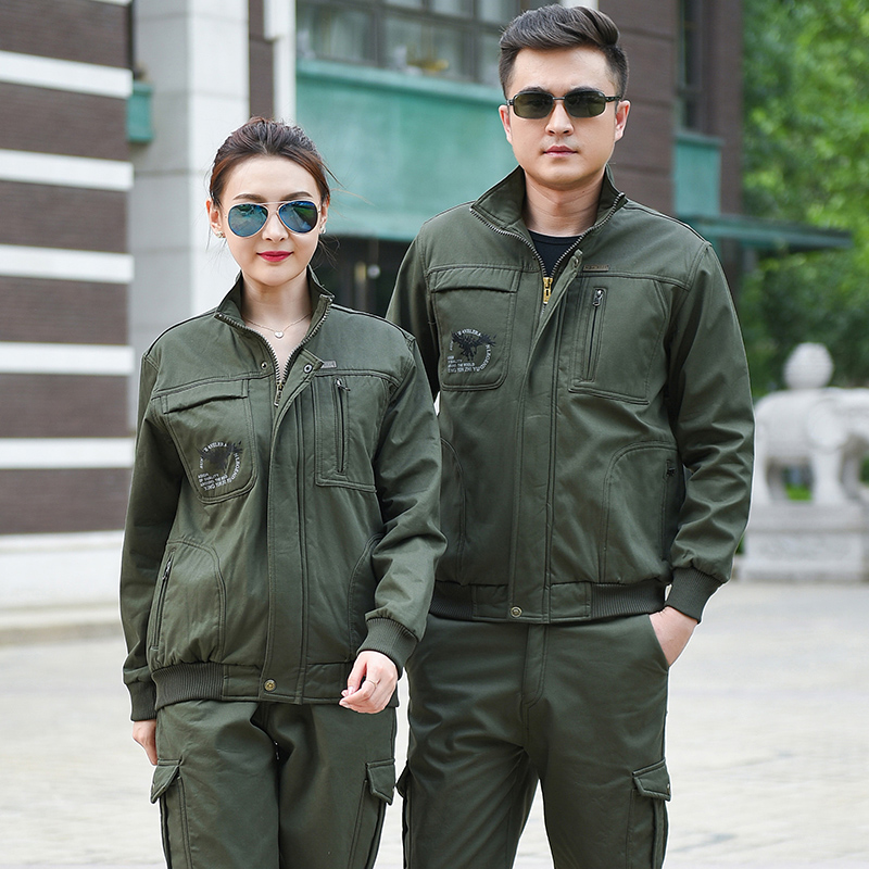 冬季加绒工作服套装男加厚纯棉耐磨劳保服电焊工服防烫阻燃迷彩服 - 图2