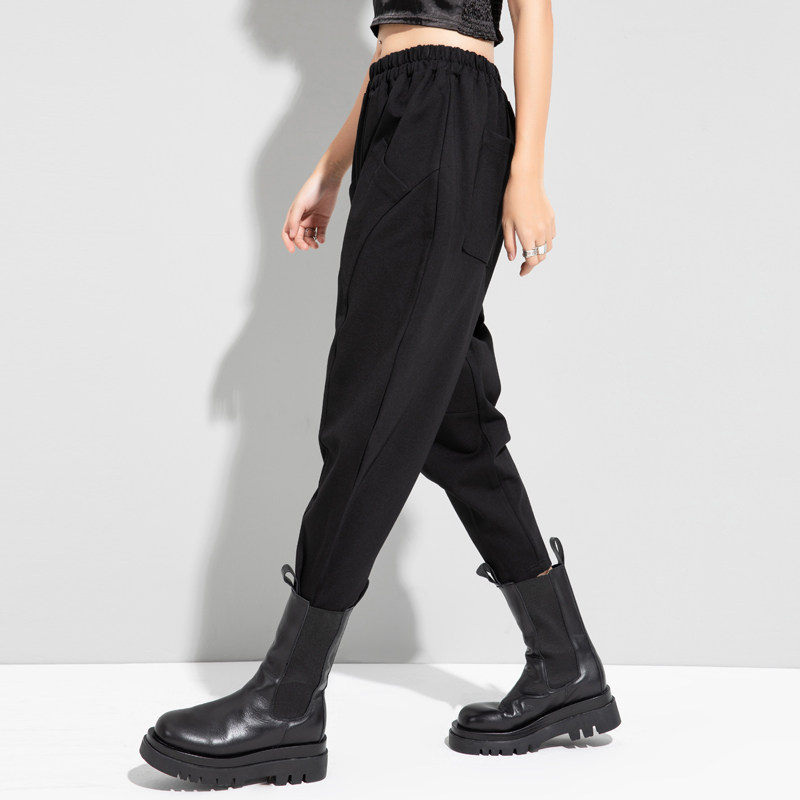 欧洲站冬季八分宽松加绒百搭哈伦裤 雅洛丝菲休闲裤