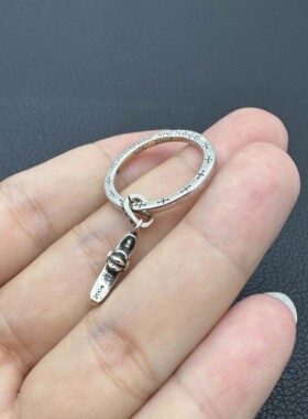 泰银复古3mm十字架吊坠戒指男士女生款情侣对戒轻奢高级感卡莱茵
