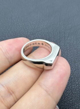 泰银复古光面印章戒指男士女生款情侣对戒轻奢高级感男款卡莱茵
