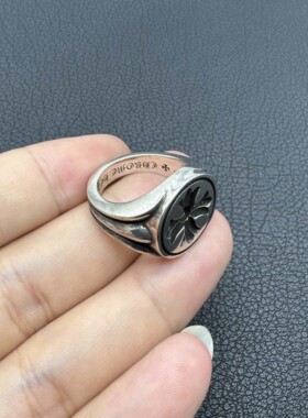 泰银复古十字印章戒指男士女生款情侣对戒高级感男款卡莱茵尾戒