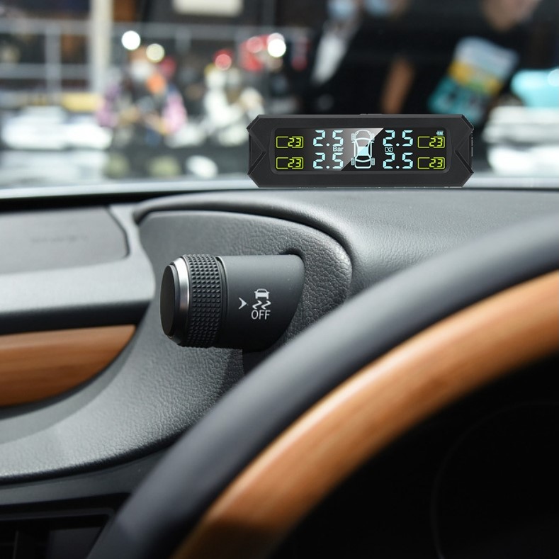 汽车胎压监测器内置外置无线轮胎侦测TPMS太阳能语音免接线贴玻璃