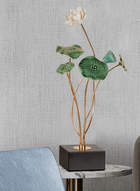 轻奢新中式客厅荷花工艺品摆件