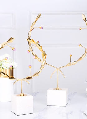 轻奢风金属水晶送礼酒柜软装饰品