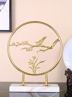 新中式风花鸟大理石样板间假山