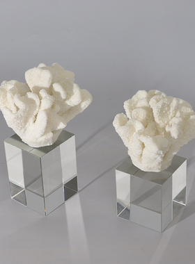 水晶珊瑚植物新古典风样板间摆件