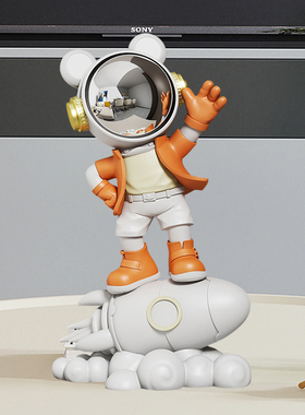 卡通公仔宇航员踩火箭太空人桌面摆件电视柜酒柜前台书柜装饰礼品