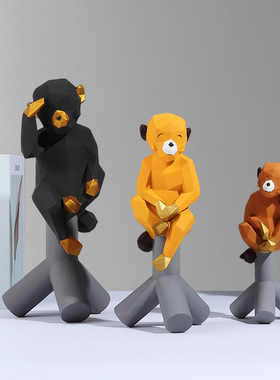 室内简约现代风猴子小摆件折纸