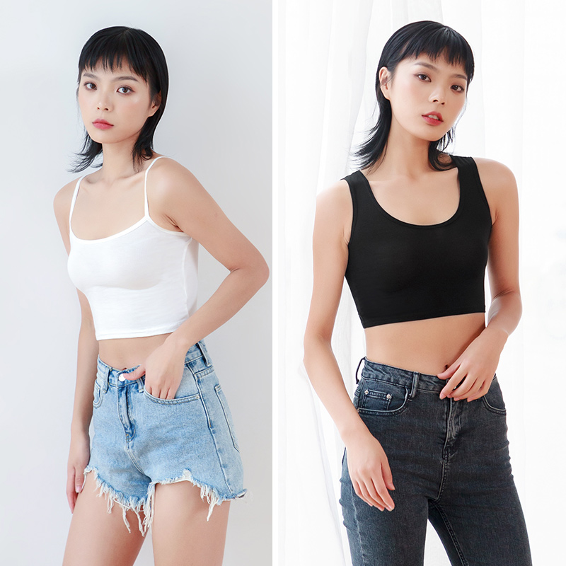 婉璇旗舰店吊带背心女打底夏季百搭外穿性感修身莫代尔黑白色吊带女内搭2