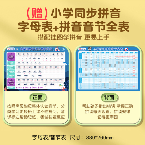 汉语拼音字母表墙贴声母韵母一年级拼读训练学习神器早教有声挂图